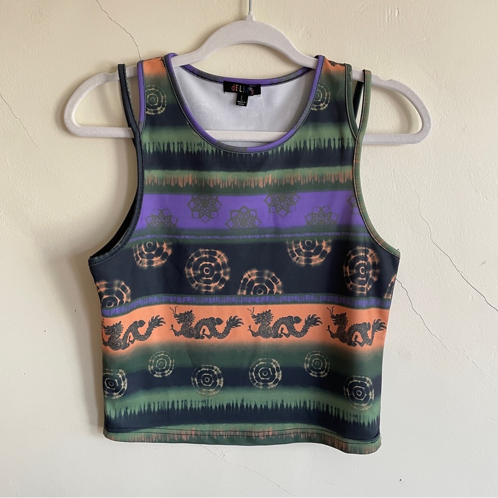 nwot 90s y2k delia's dragon crop tank top medium large